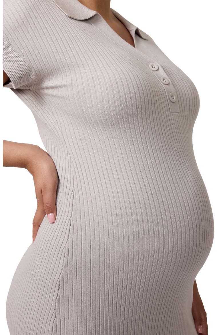 Polo Knit Maternity Midi Dress, Alternate, color, Light Gray