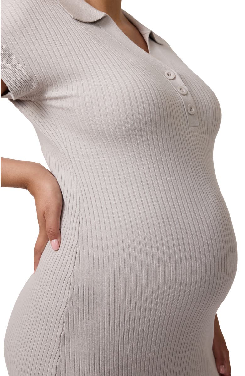 Ingrid & Isabel Polo Knit Maternity Midi Dress, Alternate, color, Light Gray