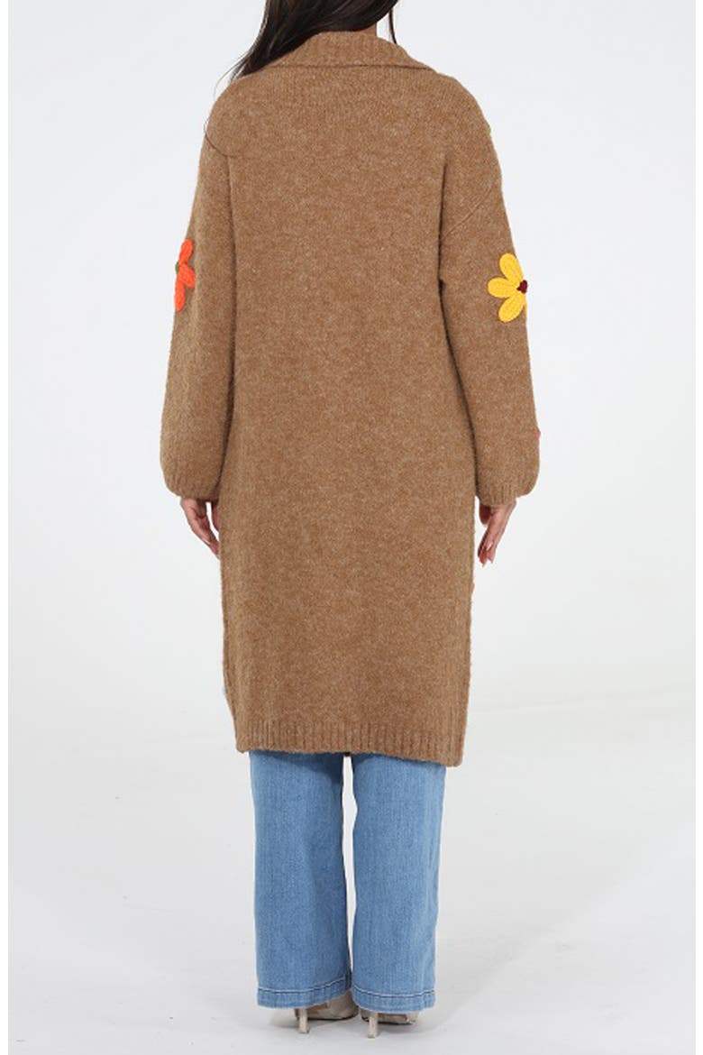 Flower Pop Longline Coatigan, Alternate, color, MOCHA