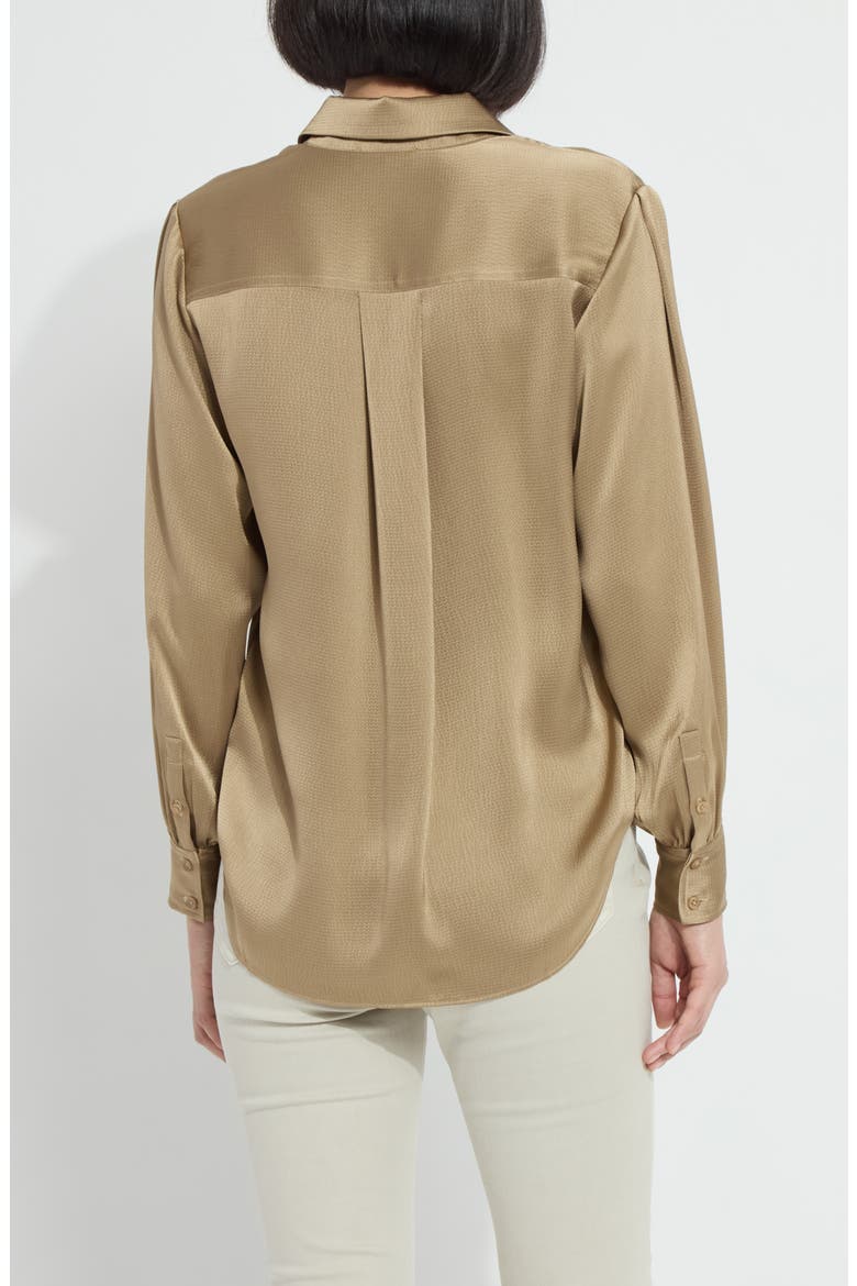 Mabel Hammered Satin Popover Shirt, Alternate, color, GOLDEN OLIVE
