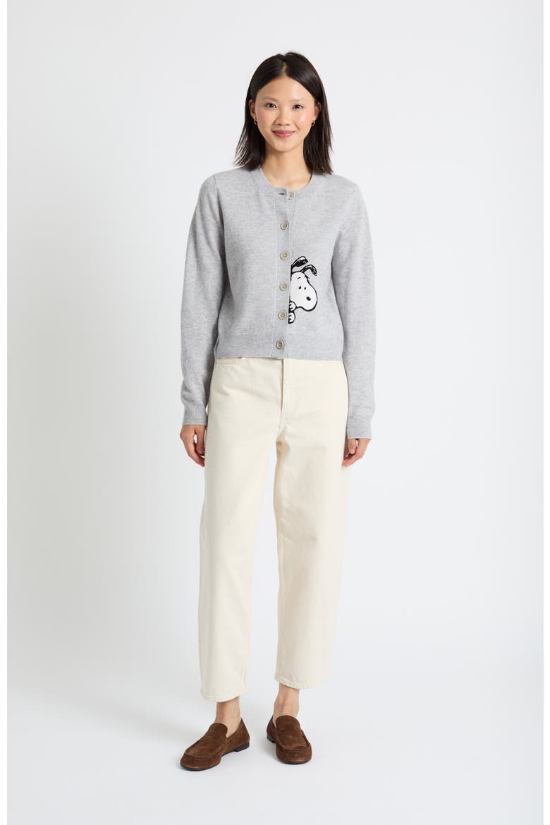 Sneaky Snoopy Wool-Cashmere Cardigan, Alternate, color, Light Grey