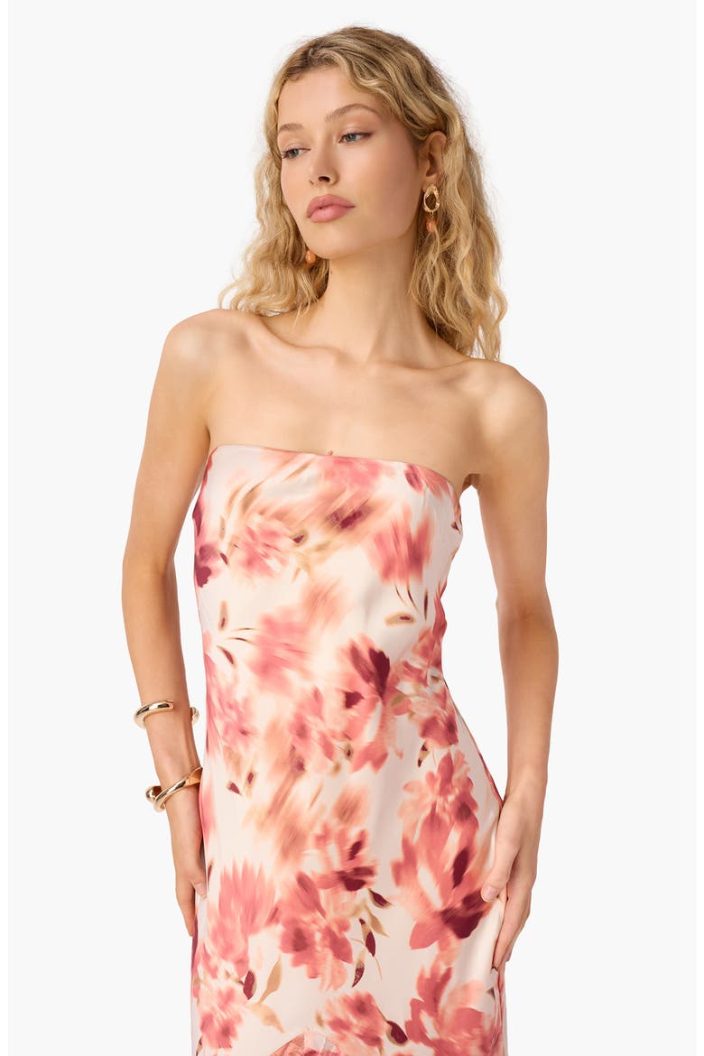 Maristela Abstract Floral Strapless Silk Crêpe de Chine Dress, Alternate, color, FLORESCENCE