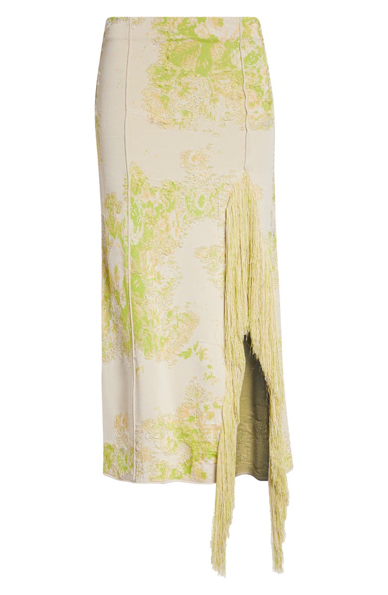 Erdem French Fray Floral Jacquard Pencil Skirt, Alternate, color, Chartreuse