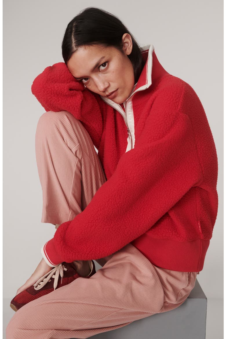 Anika Half Zip Fleece Pullover, Alternate, color, PINK BEGONIA