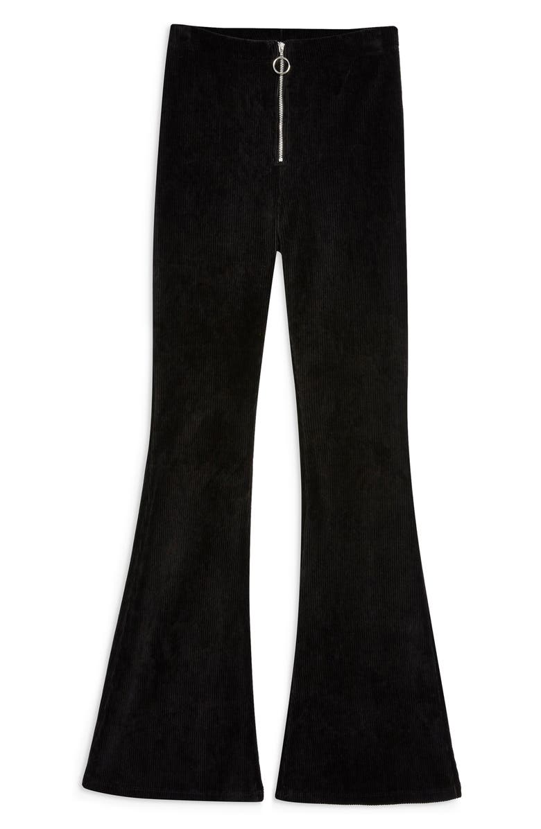 Topshop Zip Flare Corduroy Pants, Alternate, color, 