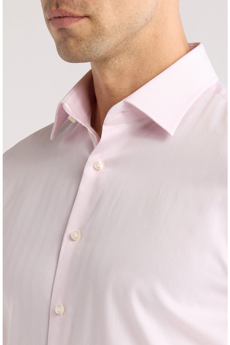 Trim Fit Herringbone Dress Shirt, Alternate, color, PINK SWEET HERRINGBONE
