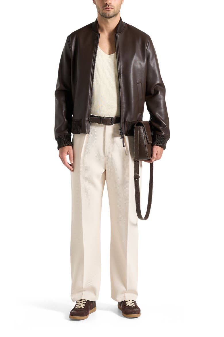 Dorian Relaxed Fit Twill Pleated Tailored Trousers, Alternate, color, Cream