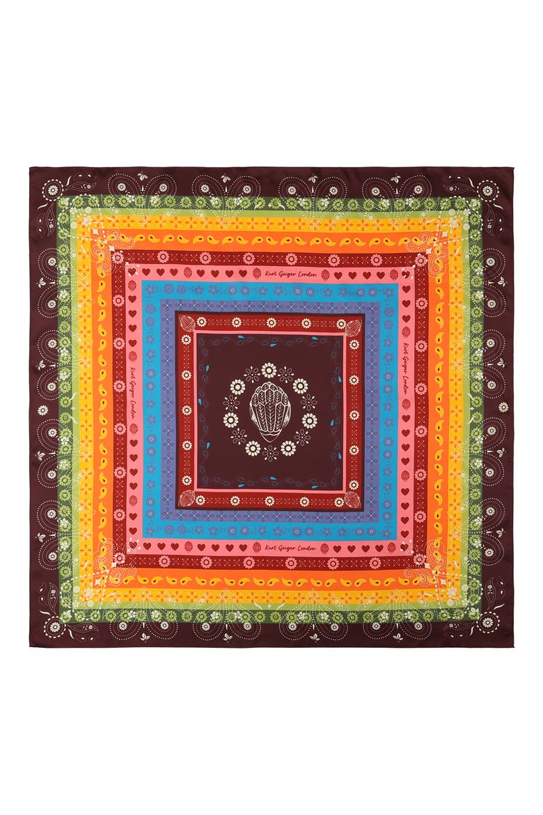 Folk Print Square Scarf, Alternate, color, CLASSIC RAINBOW