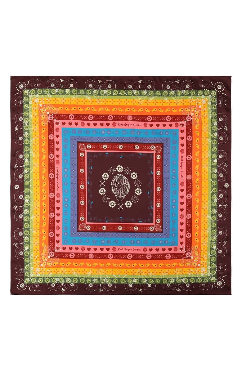 Kurt Geiger London Folk Print Square Scarf, Alternate, color, Classic Rainbow