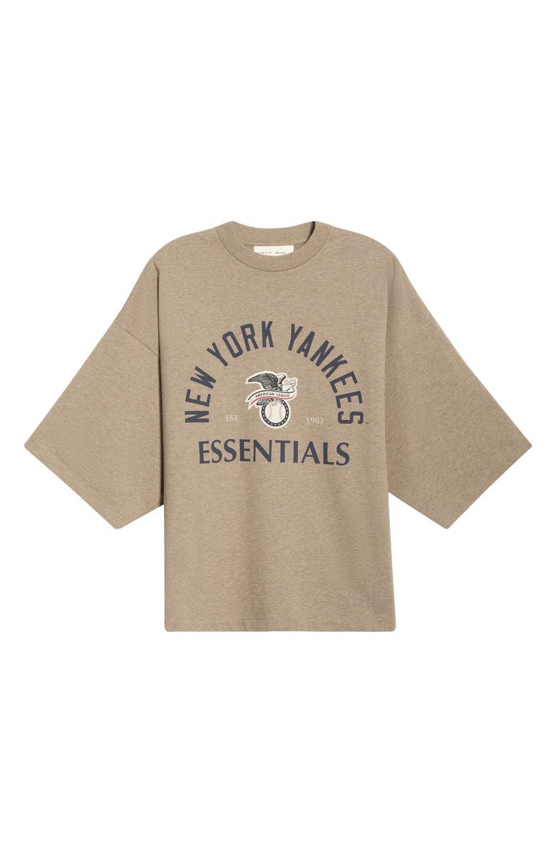 Fear of God Essentials x MLB Yankees American League Cotton Graphic T-Shirt, Main, color, Homestead Heather