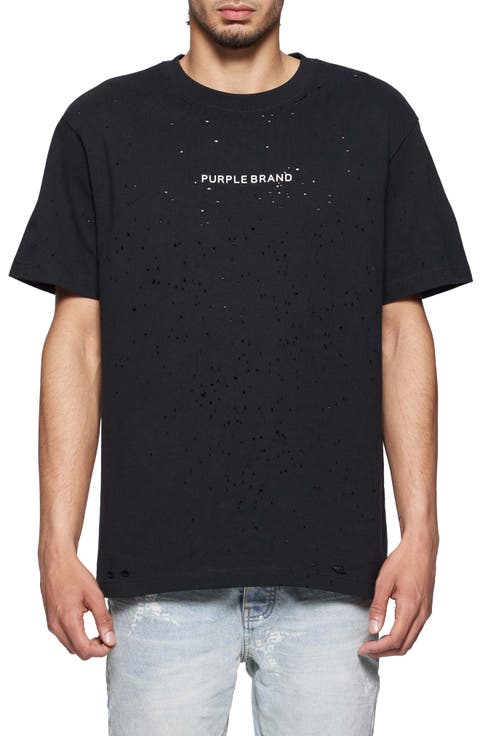 Tシャツ・カットソー PURPLE BRAND Men Tops P480HJBL Black purple-brand-t-shirt-black-
