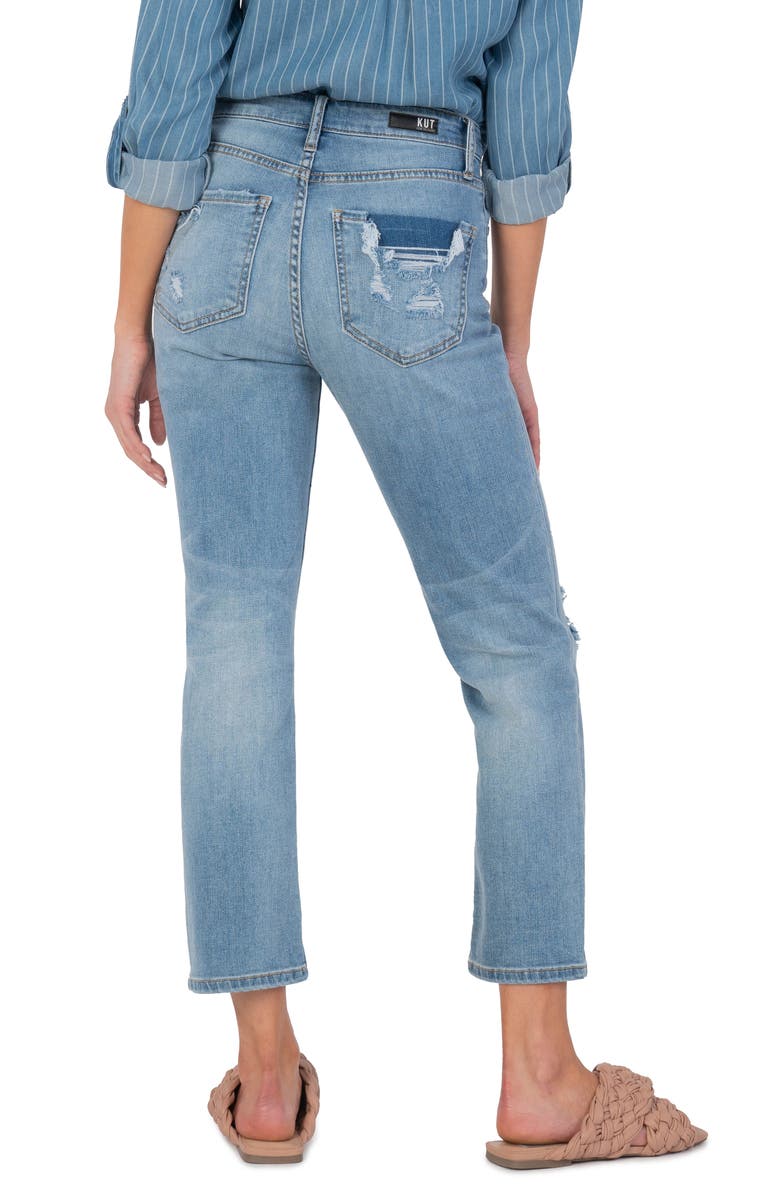 KUT from the Kloth Elizabeth High Waist Crop Straight Leg Jeans, Alternate, color, 