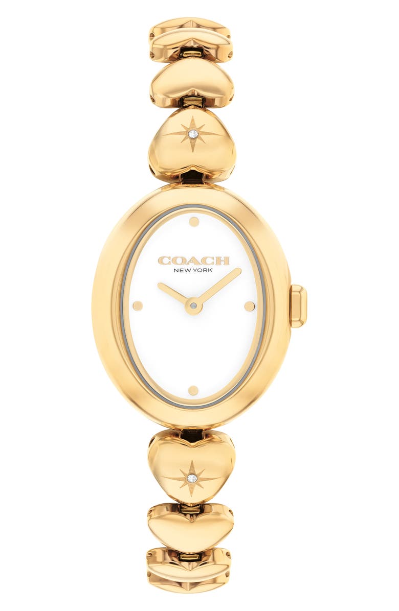 COACH Heart Bracelet Watch, 22mm, Main, color, Gold/ White