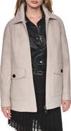 DKNY Faux Fur Collar Zip Coat