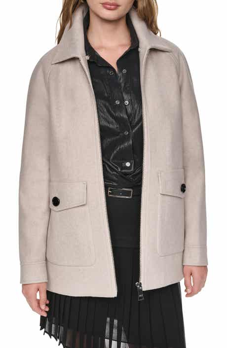 Faux Fur Collar Zip Coat