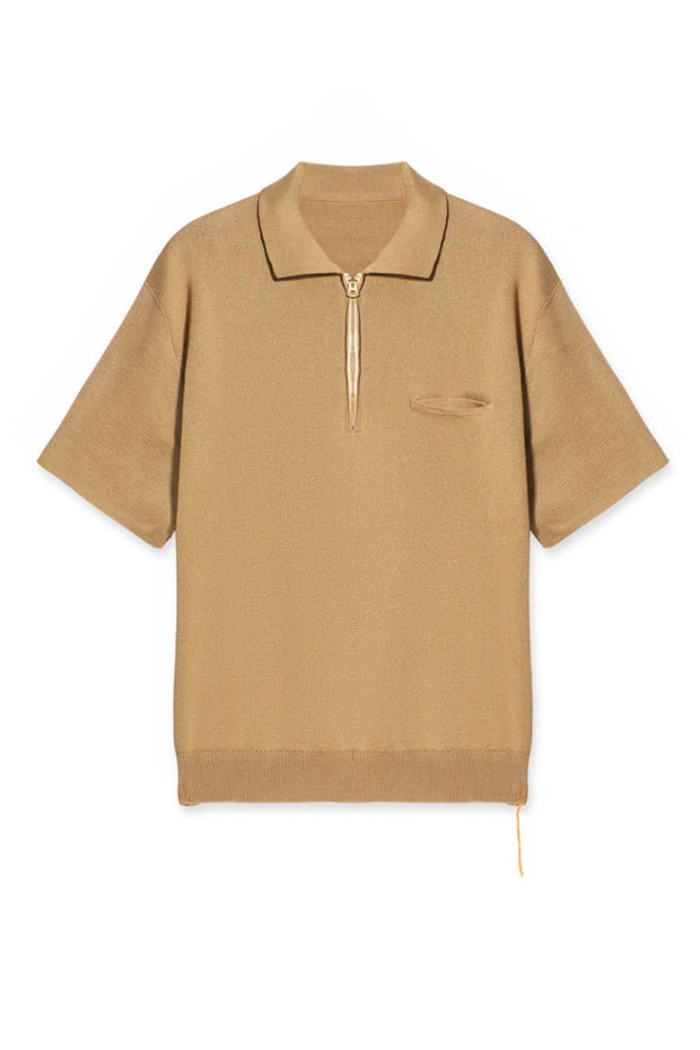 Laight 3/4 Zip Short Sleeve Polo, Main, color, CAMEL