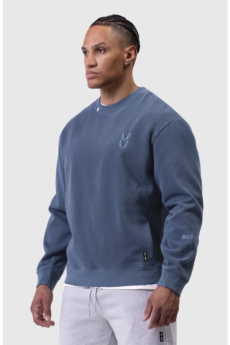 Tech Essential Distressed Crewneck, Main, color, Faded Navy