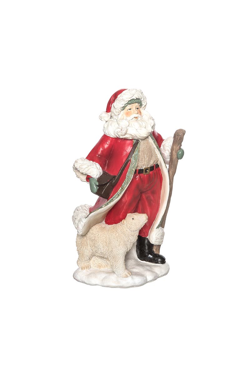 Multicolor Gilded Accent Santa Figurine Decorative Resin Decor, Alternate, color, Multicolored