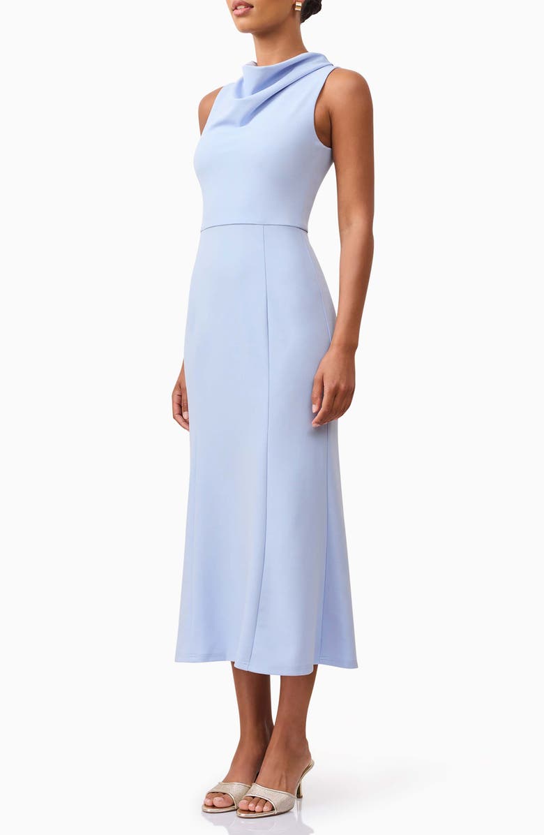 Elliatt Jamie Cowl Neck Cocktail Midi Dress, Alternate, color, Slate Blue