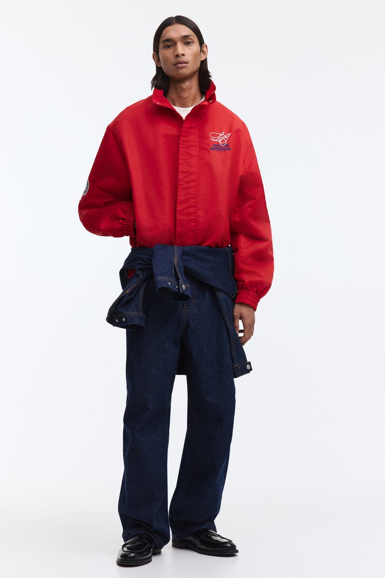 Loose Fit Embroidered-motif Nylon Track Jacket, Main, color, Red/Sports Archives