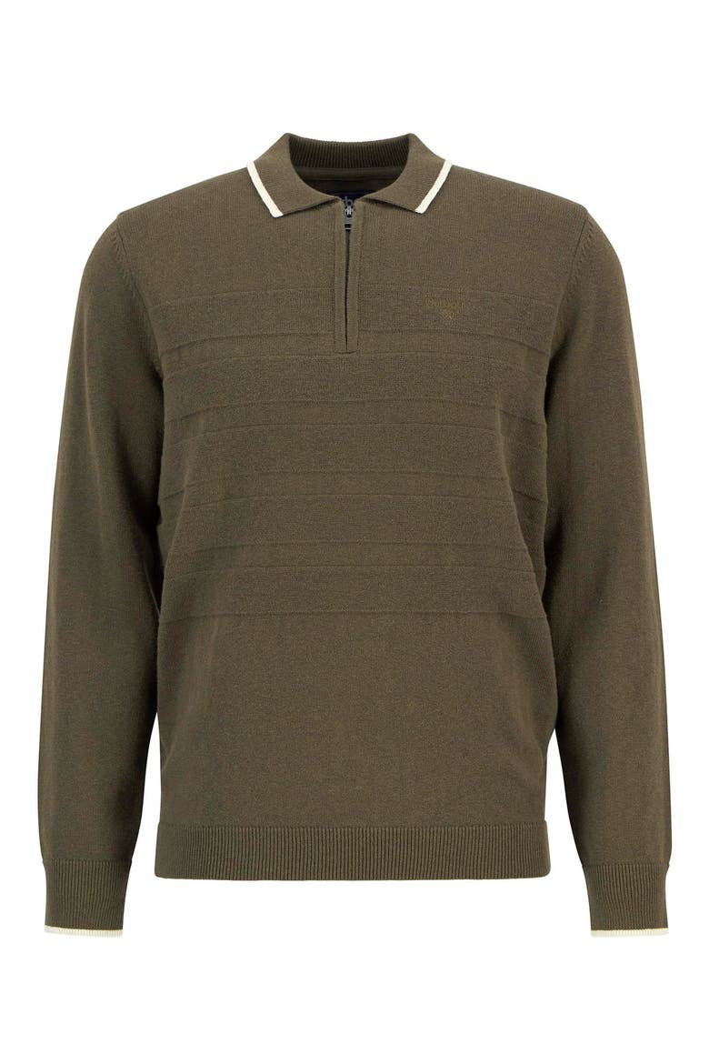 Fenhill Cotton & Wool Blend Long Sleeve Polo, Alternate, color, MID OLIVE