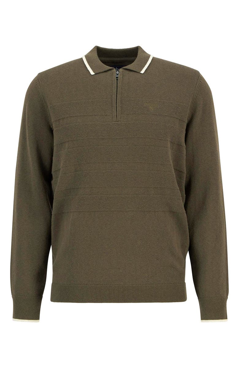 Barbour Fenhill Cotton & Wool Blend Long Sleeve Polo, Alternate, color, Mid Olive