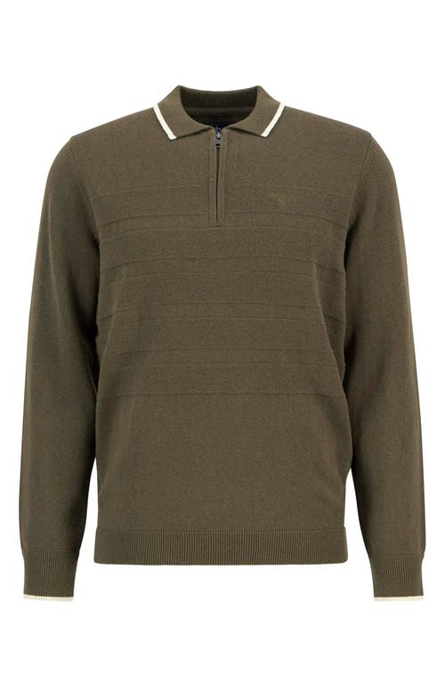 Barbour Fenhill Cotton & Wool Blend Long Sleeve Polo In Green