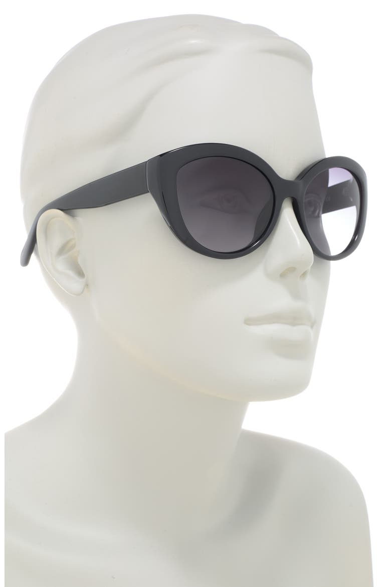 55mm cat eye sunglasses, Alternate, color, SHINY BLACK/ GREY