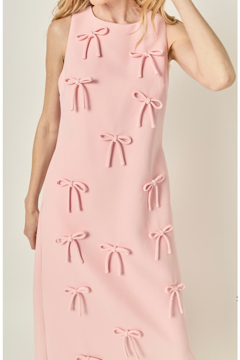 Bow Embellished Sleeveless A-Line Dress, Alternate, color, PINK