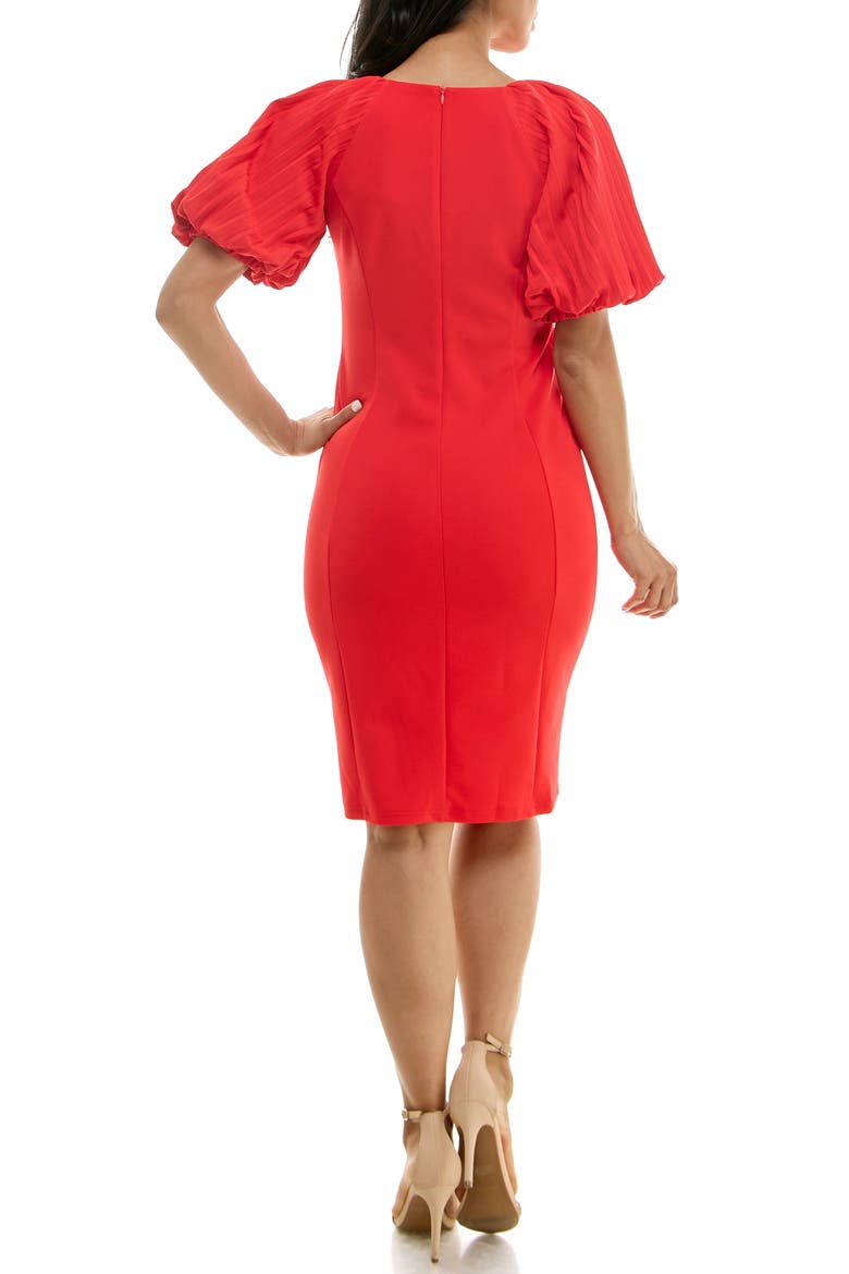 Puff Sleeve Shift Dress, Alternate, color, POPPY RED