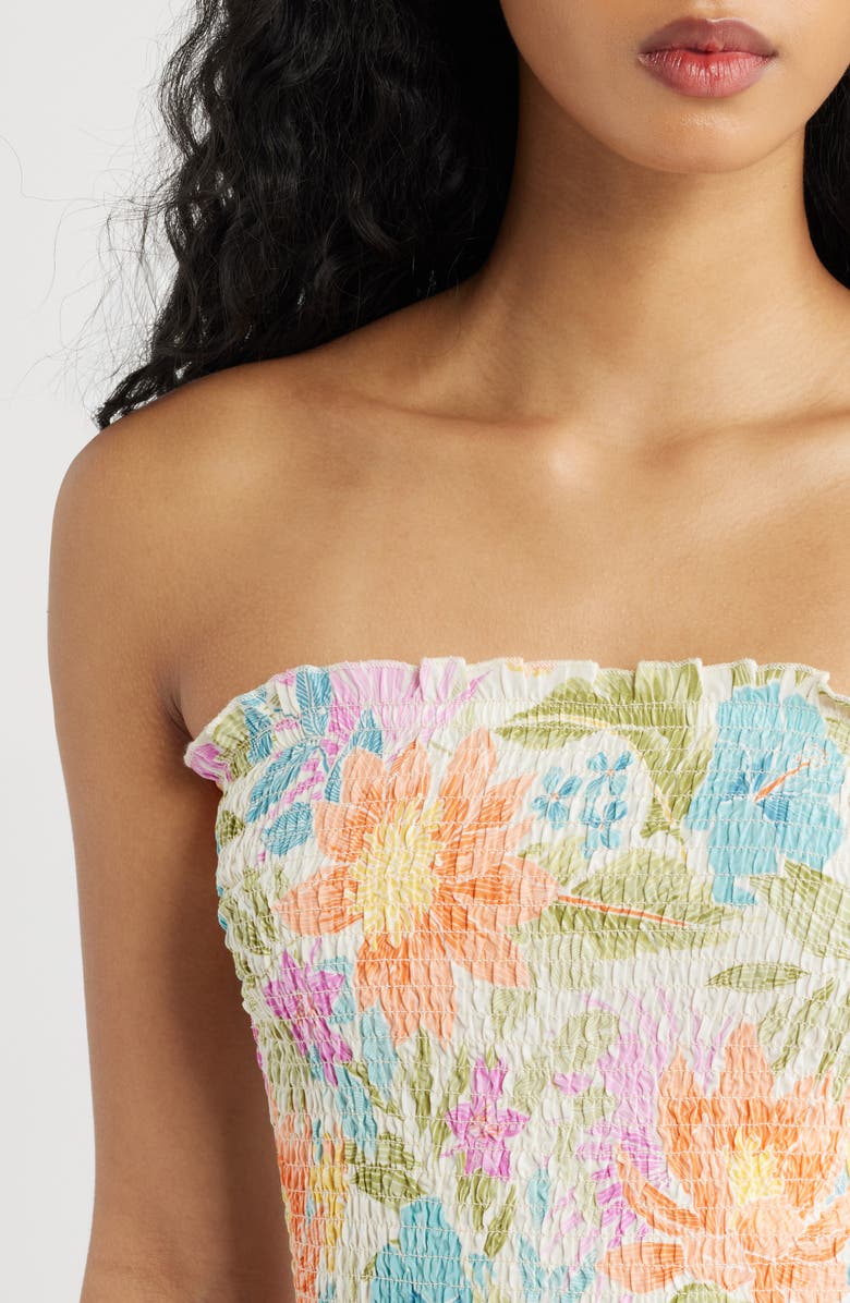 Rip Curl Catalina Island Smocked Tube Top, Alternate, color, Pink Multi