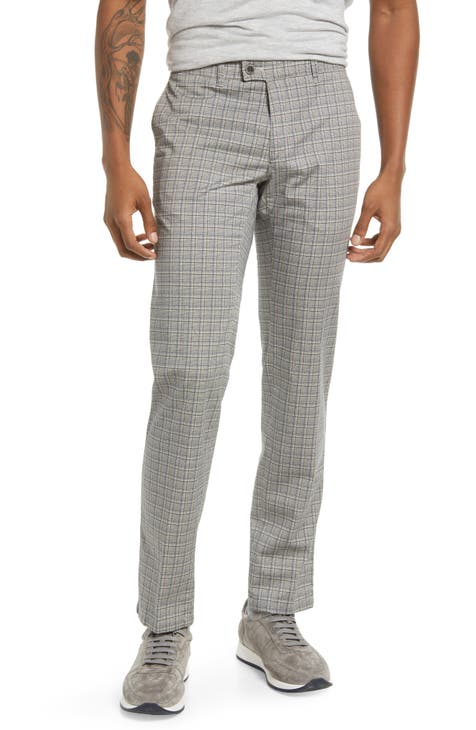 Felix Plaid Stretch Cotton Flat Front Pants