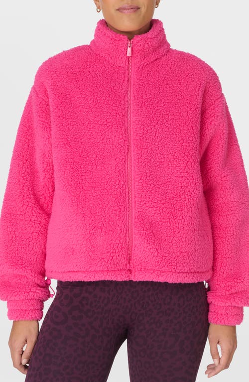 Sweaty Betty Canyon Front Zip High Pile Fleece Jacket In Pink