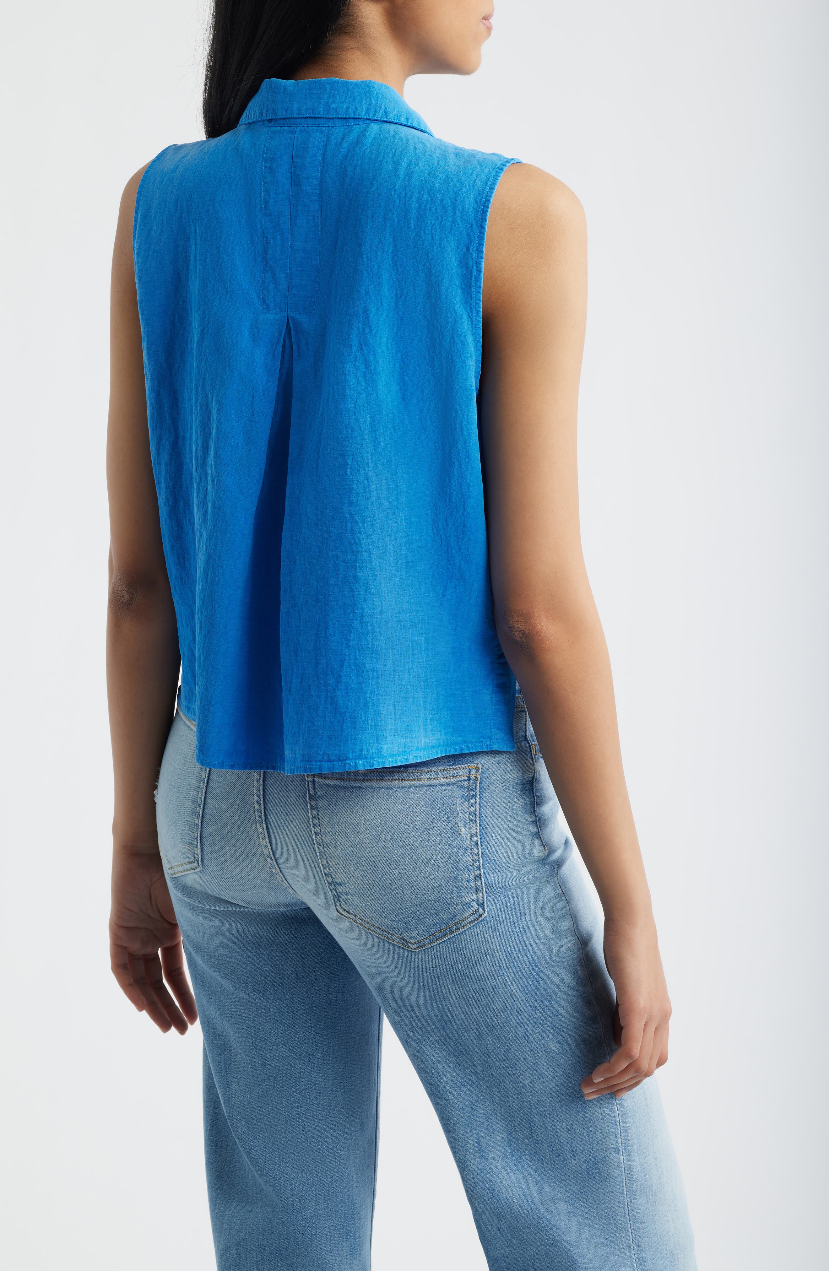 Notch Collar Sleeveless Button-Up Shirt - image 2