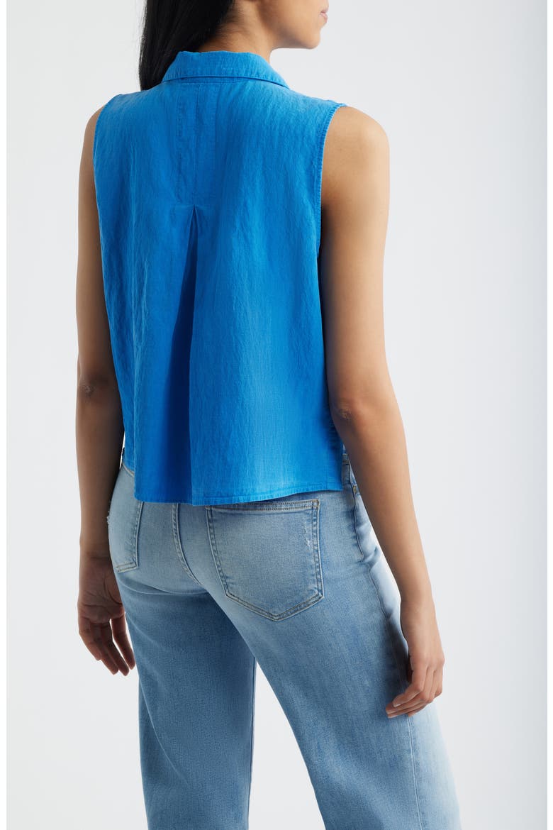 Notch Collar Sleeveless Button-Up Shirt, Alternate, color, SALTWATER