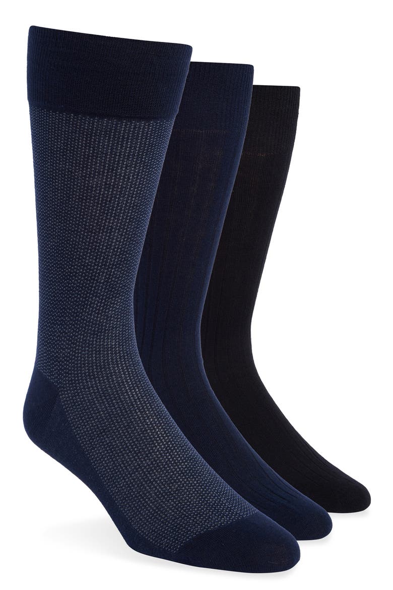 3-Pack Dress Socks, Main, color, NAVY