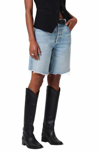 Ayla Distressed High Waist Cutoff Denim Bermuda Shorts