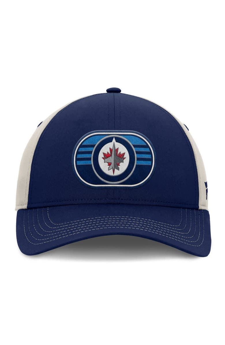 FANATICS Men's  Fanatics  Navy/Gray Winnipeg Jets 2025 Stanley Cup Playoffs Locker Room Trucker Adjustable Hat, Alternate, color, Navy