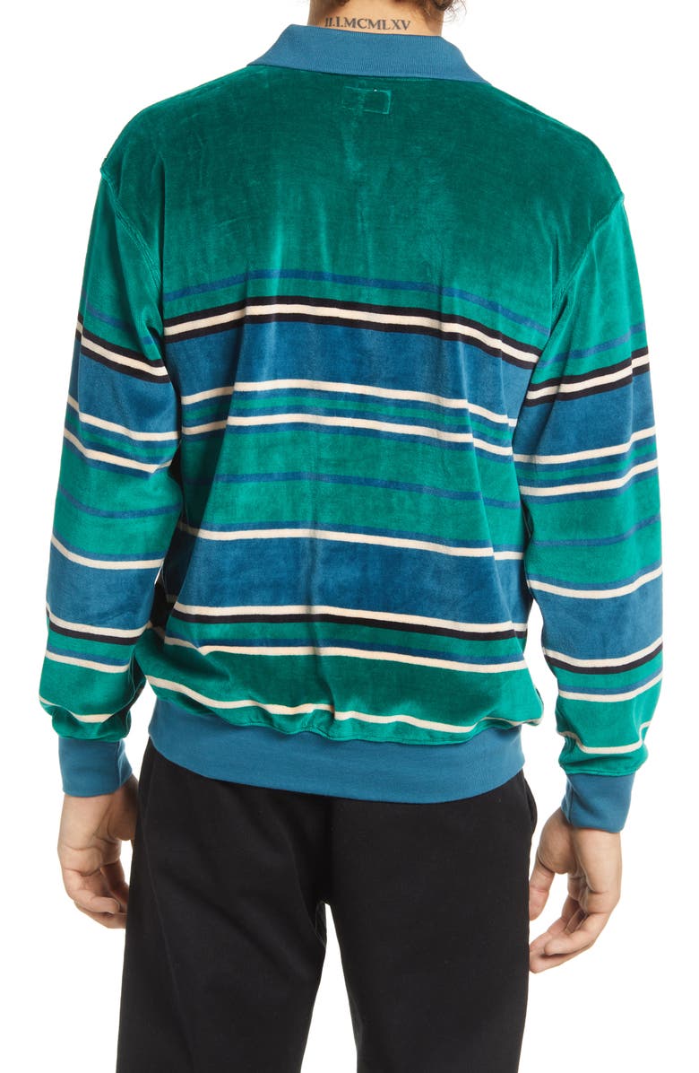 Obey Clifton Stripe Long Sleeve Velour Polo, Alternate, color,