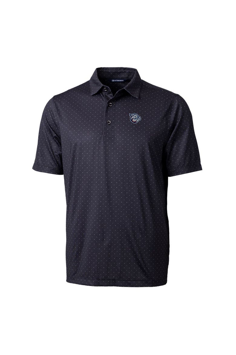 Men's Cutter & Buck  Black Lehigh Valley IronPigs Pike Double Dot Print Stretch Polo, Alternate, color, Black