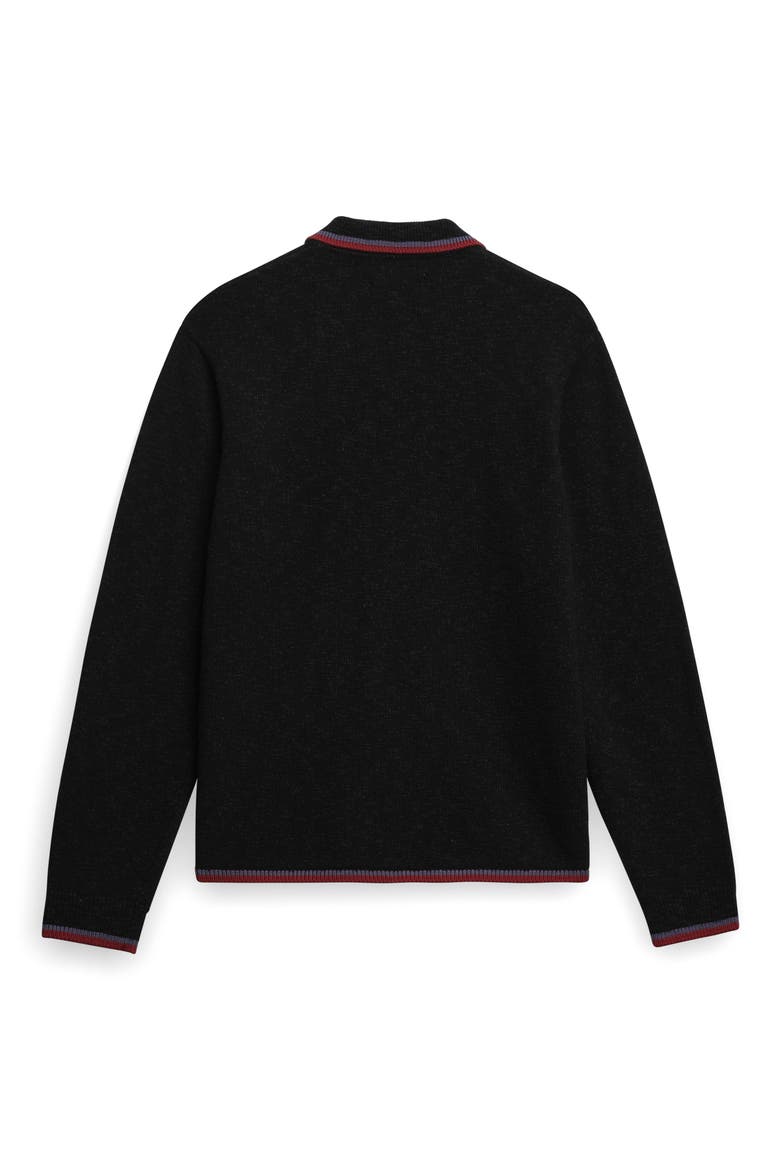 Lennox Merino Wool & Cotton Zip Polo, Alternate, color, BLACK / BROWN