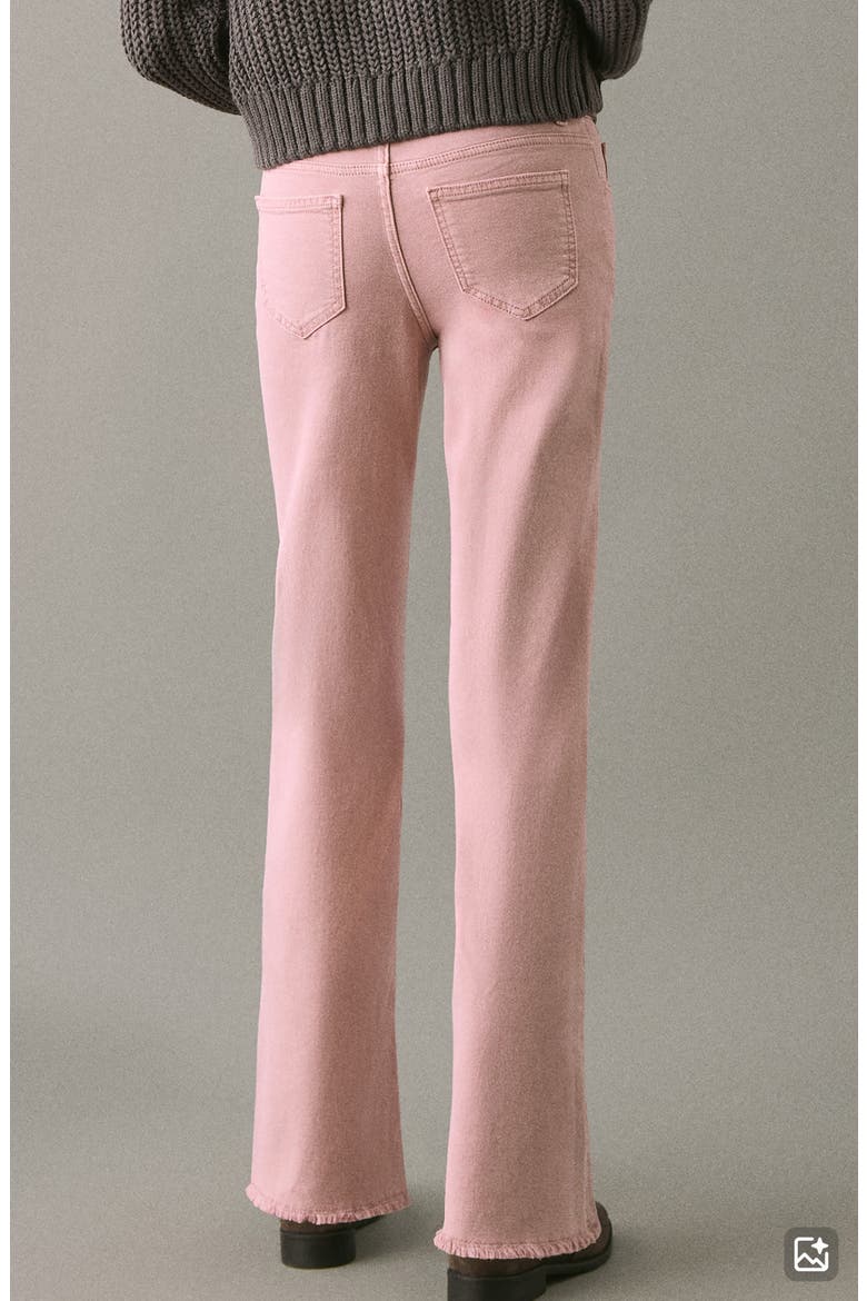Frayed Mid Rise Flare Jeans, Alternate, color, PASTEL PINK