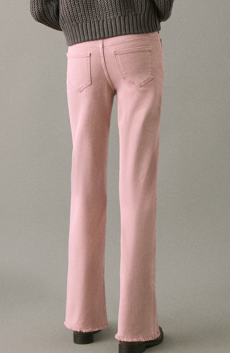 MANGO TEEN Frayed Mid Rise Flare Jeans, Alternate, color, Pastel Pink