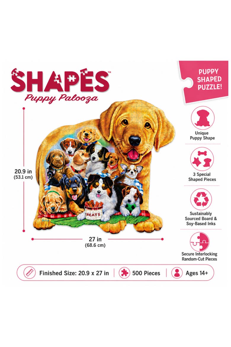 Puppy Palooza 500 Piece Shaped Puzzle, Alternate, color, Multicolor