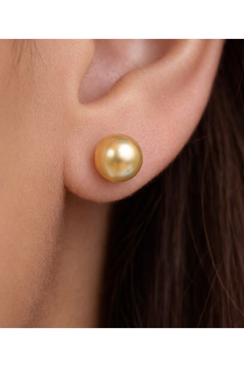 6mm Golden South Sea Round Pearl Stud Earrings, Alternate, color, Yellow Gold