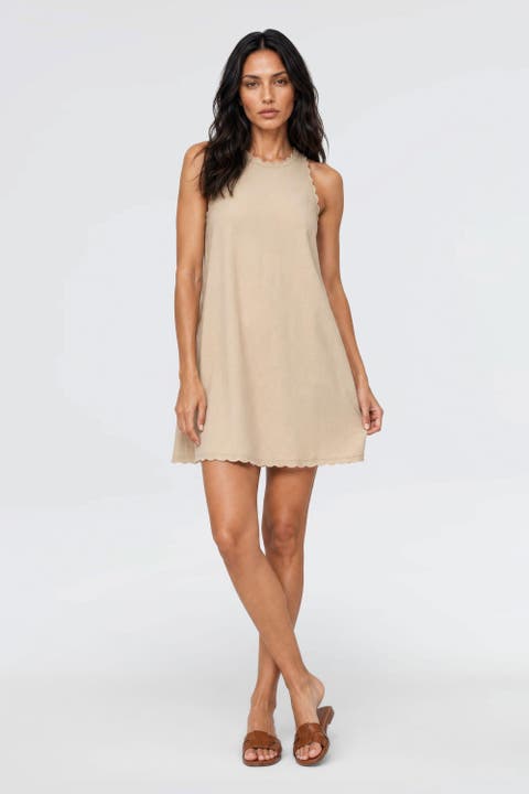 Calia Linen Blend Sleeveless Fit & Flare Mini Dress