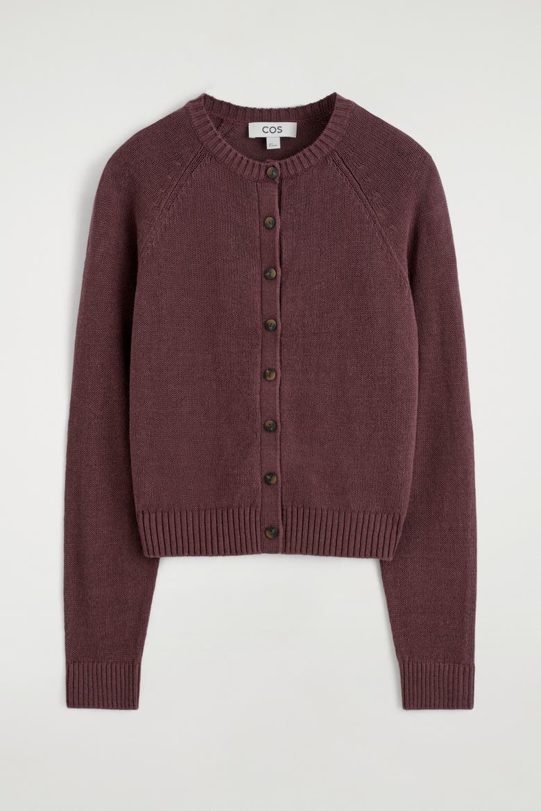 Knitted Linen Cardigan, Alternate, color, BURGUNDY