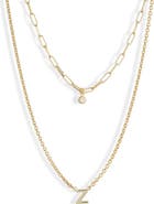 MESHMERISE Diamond Initial Charm Necklace