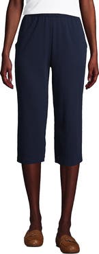 Lands' End Sport Knit High Rise Elastic Waist Capri Pants