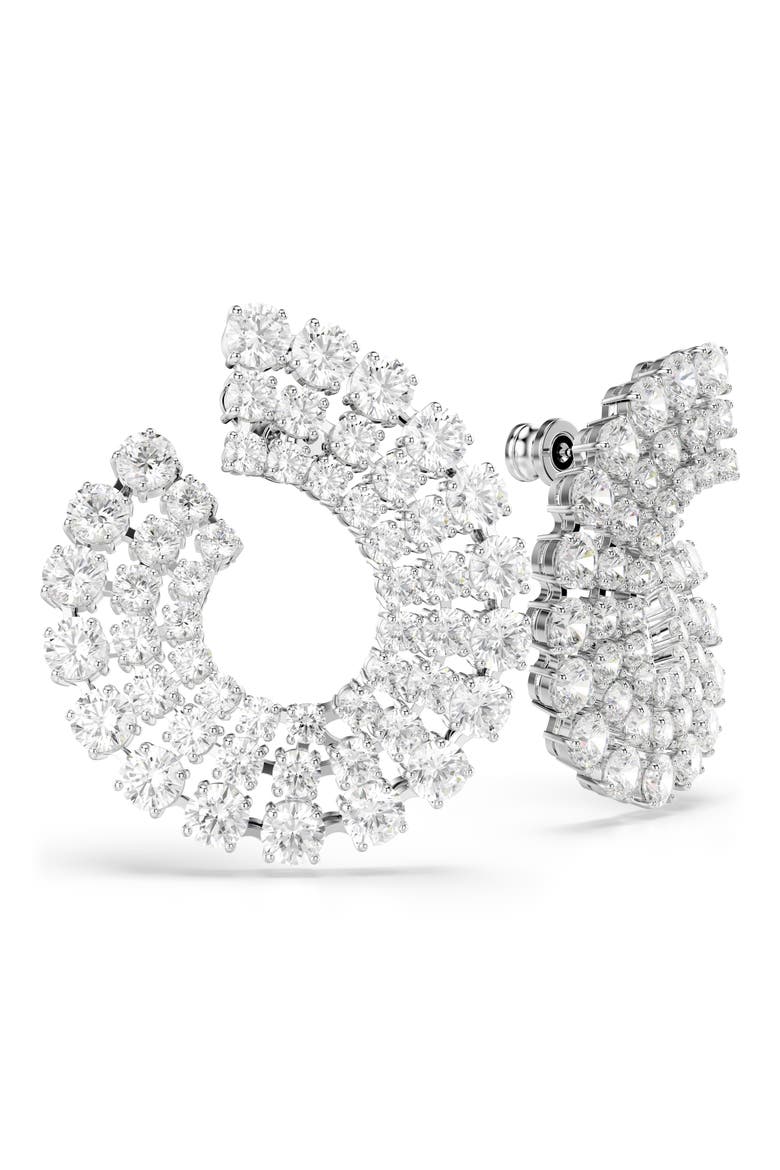 Matrix Crystal Frontal Hoop Earrings, Alternate, color, WHITE